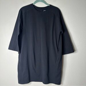 Eileen Fisher Black Long‎ Sleeve Tunic Long Fit front pocket Size M Petite